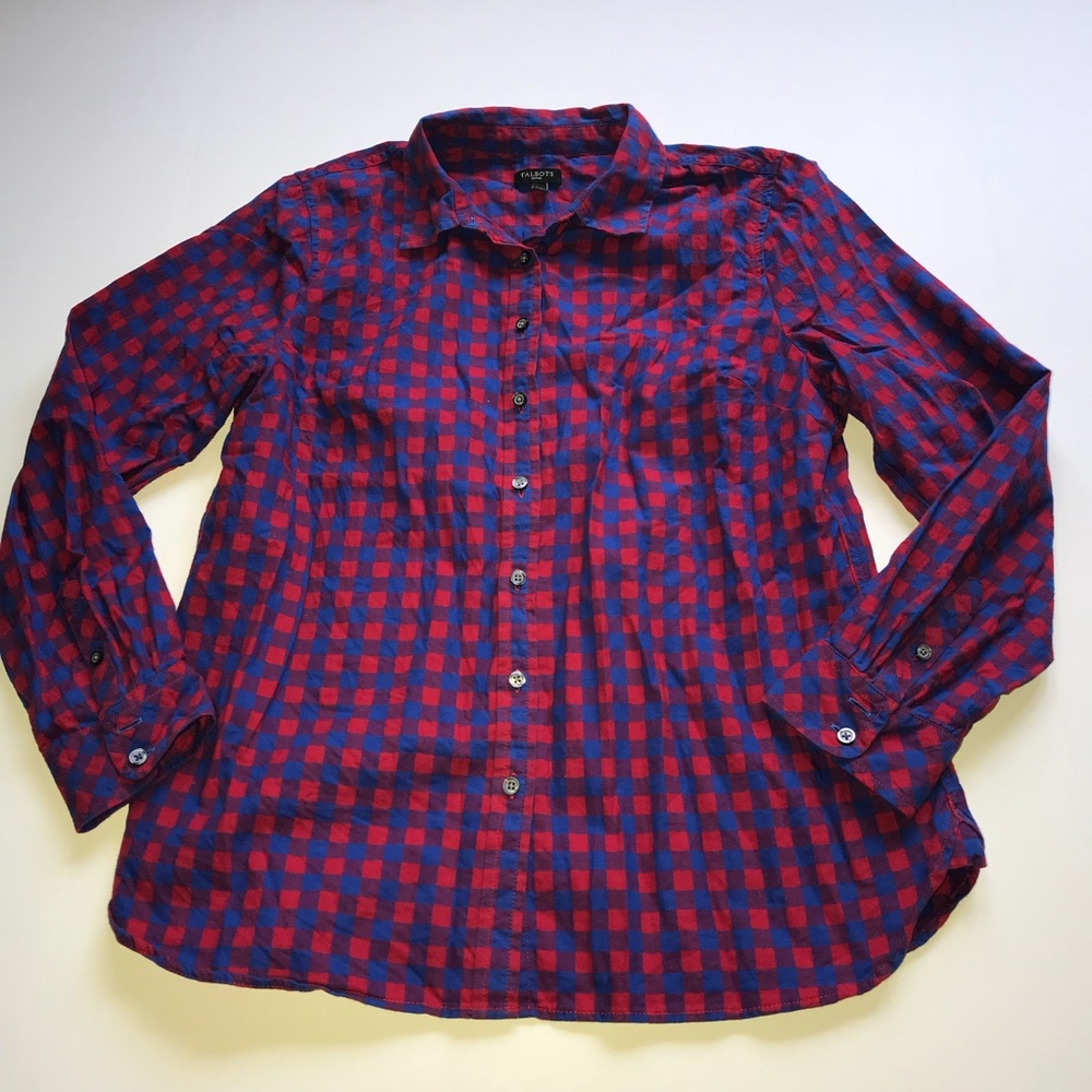 Talbots red and blue check flannel